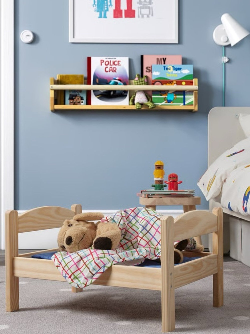 IKEA Wooden Doll Bed with Bedding | DUKTIG